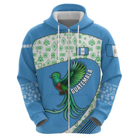 Guatemala Quetzal Bird Zip Hoodie with Tribal Motif and Libre Como El Quetzal Design - Wonder Print Shop