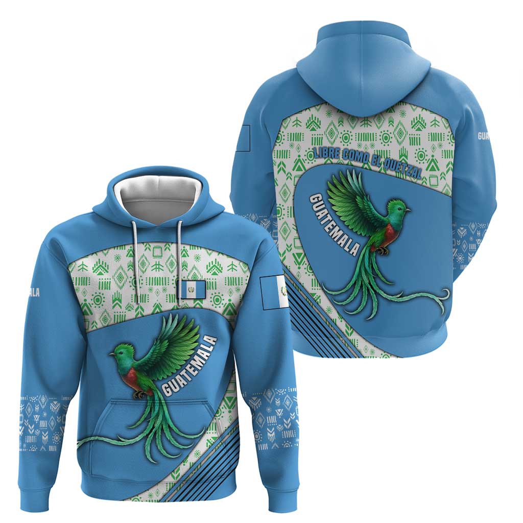 Guatemala Quetzal Bird Zip Hoodie with Tribal Motif and Libre Como El Quetzal Design - Wonder Print Shop