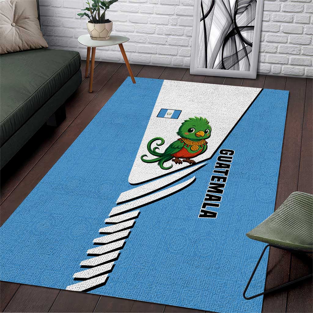 Guatemala Cute Quetzal Bird Area Rug with Blue White Flag Colors and Tribal Pattern Design - Wonder Print Shop