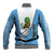 Guatemala Cute Quetzal Bird Baseball Jacket with Blue White Flag Colors and Tribal Pattern Design - Wonder Print Shop