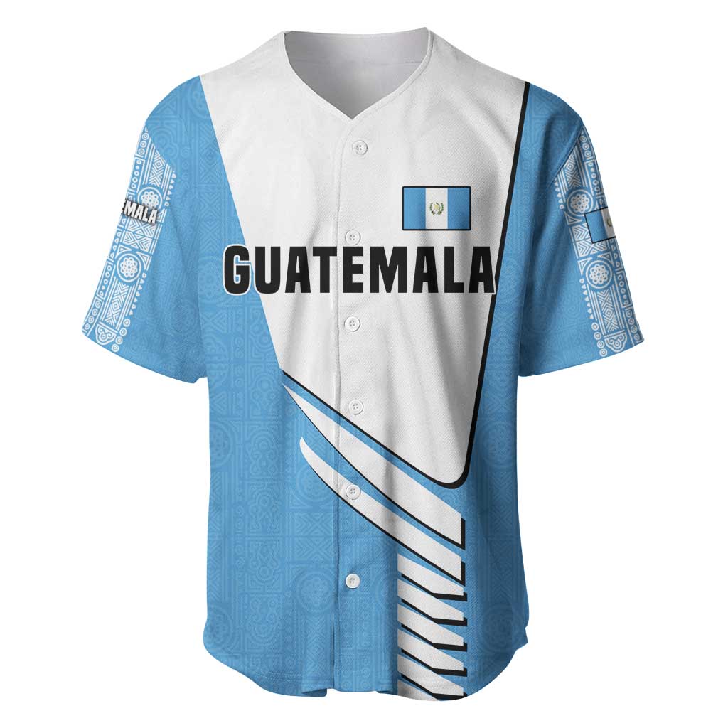 Guatemala Cute Quetzal Bird Baseball Jersey with Blue White Flag Colors and Tribal Pattern Design - Wonder Print Shop