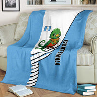 Guatemala Cute Quetzal Bird Blanket with Blue White Flag Colors and Tribal Pattern Design - Wonder Print Shop