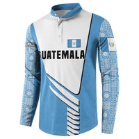 Guatemala Cute Quetzal Bird Button Sweatshirt with Blue White Flag Colors and Tribal Pattern Design - Wonder Print Shop