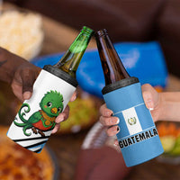 Guatemala Cute Quetzal Bird 4 in 1 Can Cooler Tumbler with Blue White Flag Colors and Tribal Pattern Design - Wonder Print Shop