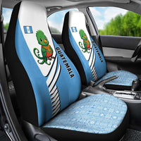 Guatemala Cute Quetzal Bird Car Seat Cover with Blue White Flag Colors and Tribal Pattern Design - Wonder Print Shop