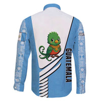 Guatemala Cute Quetzal Bird Family Matching Short Sleeve Bodycon Dress and Hawaiian Shirt with Blue White Flag Colors and Tribal Pattern Design - Wonder Print Shop