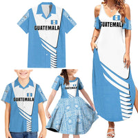 Guatemala Cute Quetzal Bird Family Matching Summer Maxi Dress and Hawaiian Shirt with Blue White Flag Colors and Tribal Pattern Design - Wonder Print Shop