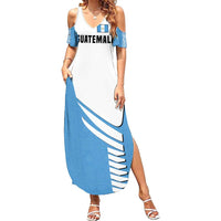 Guatemala Cute Quetzal Bird Family Matching Summer Maxi Dress and Hawaiian Shirt with Blue White Flag Colors and Tribal Pattern Design - Wonder Print Shop