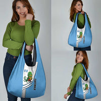Guatemala Cute Quetzal Bird Grocery Bag with Blue White Flag Colors and Tribal Pattern Design - Wonder Print Shop