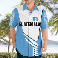 Guatemala Cute Quetzal Bird Hawaiian Shirt with Blue White Flag Colors and Tribal Pattern Design - Wonder Print Shop