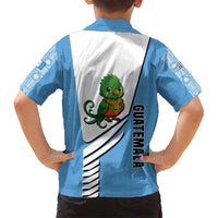 Guatemala Cute Quetzal Bird Hawaiian Shirt with Blue White Flag Colors and Tribal Pattern Design - Wonder Print Shop