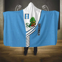 Guatemala Cute Quetzal Bird Hooded Blanket with Blue White Flag Colors and Tribal Pattern Design - Wonder Print Shop