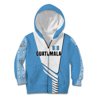 Guatemala Cute Quetzal Bird Kid Hoodie with Blue White Flag Colors and Tribal Pattern Design - Wonder Print Shop