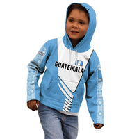 Guatemala Cute Quetzal Bird Kid Hoodie with Blue White Flag Colors and Tribal Pattern Design - Wonder Print Shop