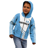 Guatemala Cute Quetzal Bird Kid Hoodie with Blue White Flag Colors and Tribal Pattern Design - Wonder Print Shop