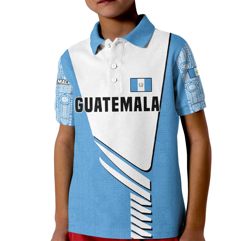 Guatemala Cute Quetzal Bird Kid Polo Shirt with Blue White Flag Colors and Tribal Pattern Design - Wonder Print Shop