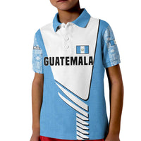 Guatemala Cute Quetzal Bird Kid Polo Shirt with Blue White Flag Colors and Tribal Pattern Design - Wonder Print Shop