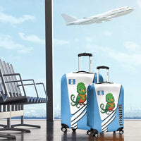 Guatemala Cute Quetzal Bird Luggage Cover with Blue White Flag Colors and Tribal Pattern Design - Wonder Print Shop