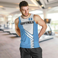 Guatemala Cute Quetzal Bird Men Tank Top with Blue White Flag Colors and Tribal Pattern Design - Wonder Print Shop