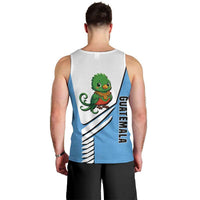 Guatemala Cute Quetzal Bird Men Tank Top with Blue White Flag Colors and Tribal Pattern Design - Wonder Print Shop