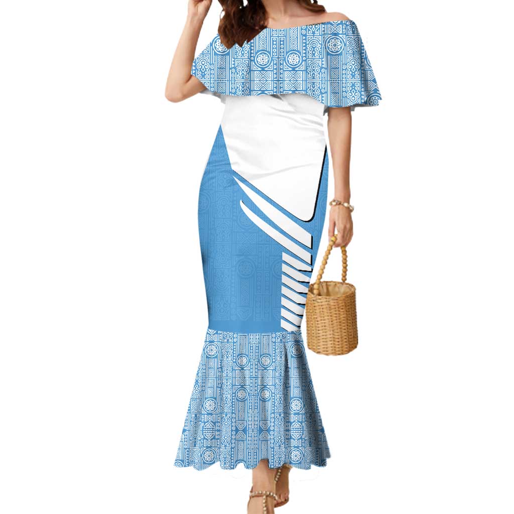 Guatemala Cute Quetzal Bird Mermaid Dress with Blue White Flag Colors and Tribal Pattern Design - Wonder Print Shop