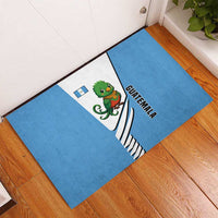 Guatemala Cute Quetzal Bird Rubber Doormat with Blue White Flag Colors and Tribal Pattern Design - Wonder Print Shop