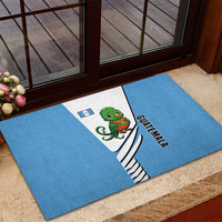 Guatemala Cute Quetzal Bird Rubber Doormat with Blue White Flag Colors and Tribal Pattern Design - Wonder Print Shop