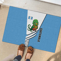 Guatemala Cute Quetzal Bird Rubber Doormat with Blue White Flag Colors and Tribal Pattern Design - Wonder Print Shop