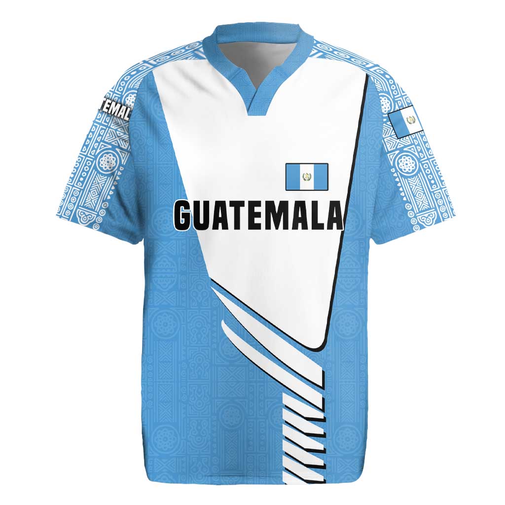 Guatemala Cute Quetzal Bird Rugby Jersey with Blue White Flag Colors and Tribal Pattern Design - Wonder Print Shop