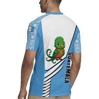Guatemala Cute Quetzal Bird Rugby Jersey with Blue White Flag Colors and Tribal Pattern Design - Wonder Print Shop