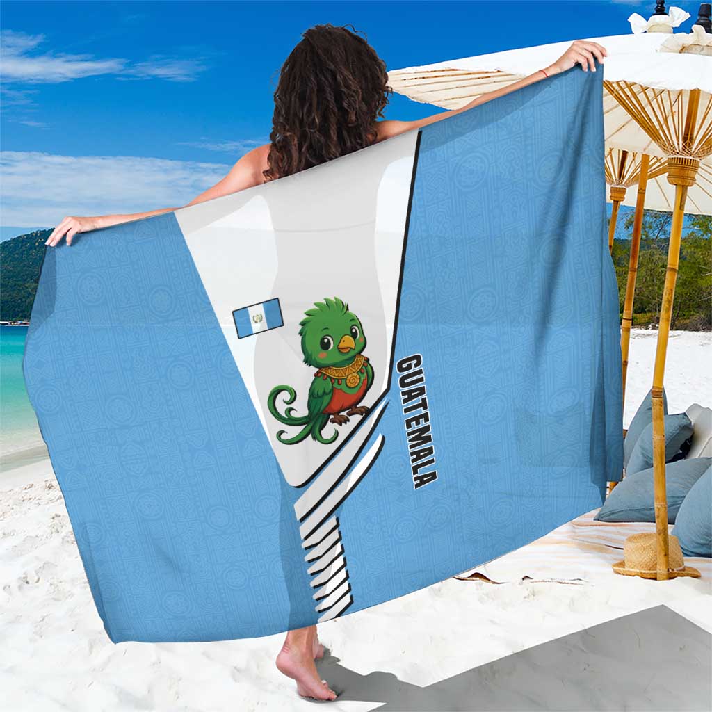 Guatemala Cute Quetzal Bird Sarong with Blue White Flag Colors and Tribal Pattern Design - Wonder Print Shop