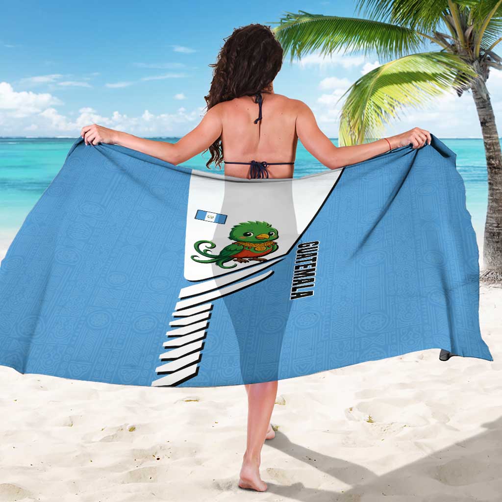 Guatemala Cute Quetzal Bird Sarong with Blue White Flag Colors and Tribal Pattern Design - Wonder Print Shop