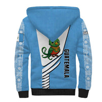 Guatemala Cute Quetzal Bird Sherpa Hoodie with Blue White Flag Colors and Tribal Pattern Design - Wonder Print Shop