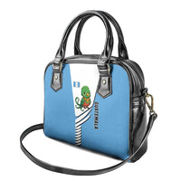 Guatemala Cute Quetzal Bird Shoulder Handbag with Blue White Flag Colors and Tribal Pattern Design - Wonder Print Shop