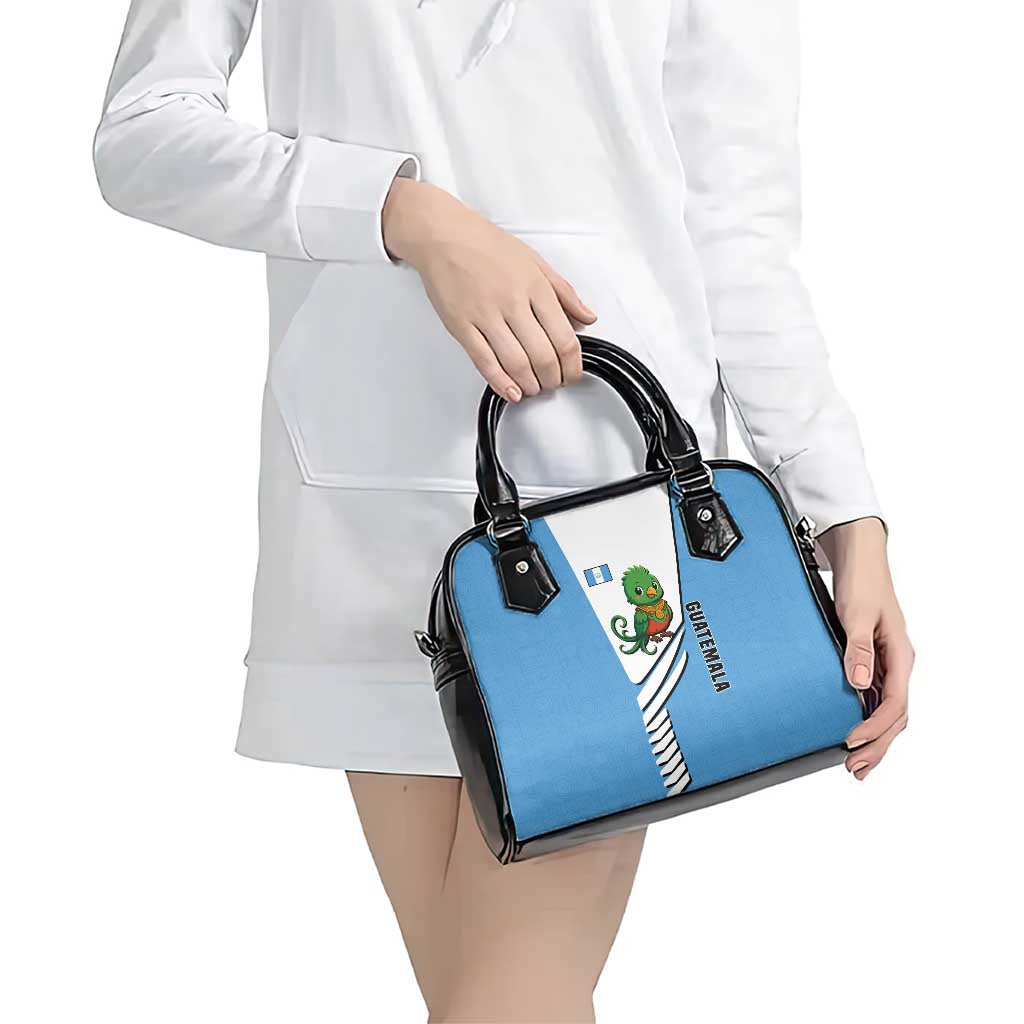 Guatemala Cute Quetzal Bird Shoulder Handbag with Blue White Flag Colors and Tribal Pattern Design - Wonder Print Shop