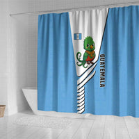 Guatemala Cute Quetzal Bird Shower Curtain with Blue White Flag Colors and Tribal Pattern Design - Wonder Print Shop