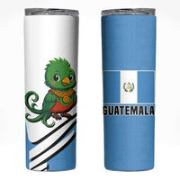 Guatemala Cute Quetzal Bird Skinny Tumbler with Blue White Flag Colors and Tribal Pattern Design - Wonder Print Shop
