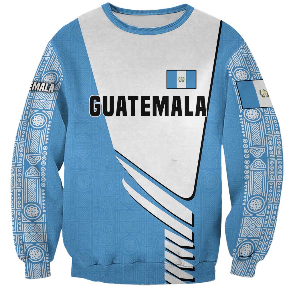 Guatemala Cute Quetzal Bird Sweatshirt with Blue White Flag Colors and Tribal Pattern Design - Wonder Print Shop