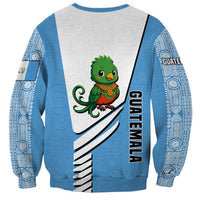 Guatemala Cute Quetzal Bird Sweatshirt with Blue White Flag Colors and Tribal Pattern Design - Wonder Print Shop