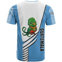 Guatemala Cute Quetzal Bird T Shirt with Blue White Flag Colors and Tribal Pattern Design - Wonder Print Shop