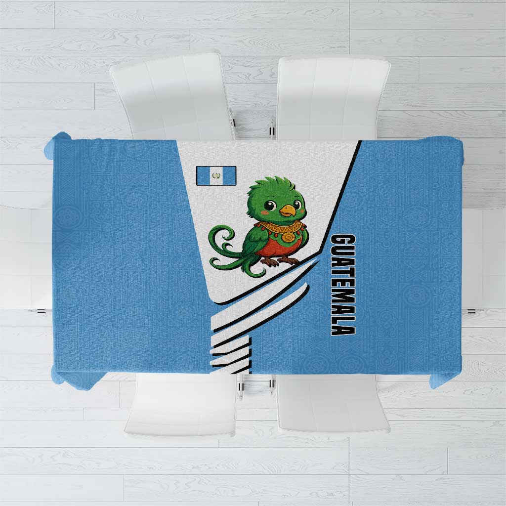 Guatemala Cute Quetzal Bird Tablecloth with Blue White Flag Colors and Tribal Pattern Design - Wonder Print Shop