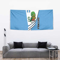 Guatemala Cute Quetzal Bird Tapestry with Blue White Flag Colors and Tribal Pattern Design - Wonder Print Shop