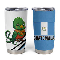 Guatemala Cute Quetzal Bird Tumbler Cup with Blue White Flag Colors and Tribal Pattern Design - Wonder Print Shop