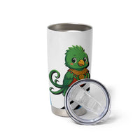 Guatemala Cute Quetzal Bird Tumbler Cup with Blue White Flag Colors and Tribal Pattern Design - Wonder Print Shop