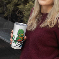 Guatemala Cute Quetzal Bird Tumbler Cup with Blue White Flag Colors and Tribal Pattern Design - Wonder Print Shop