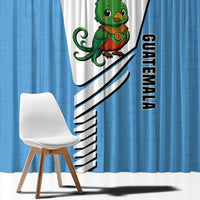 Guatemala Cute Quetzal Bird Window Curtain with Blue White Flag Colors and Tribal Pattern Design - Wonder Print Shop