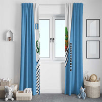 Guatemala Cute Quetzal Bird Window Curtain with Blue White Flag Colors and Tribal Pattern Design - Wonder Print Shop