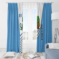 Guatemala Cute Quetzal Bird Window Curtain with Blue White Flag Colors and Tribal Pattern Design - Wonder Print Shop