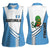 Guatemala Cute Quetzal Bird Women Sleeveless Polo Shirt with Blue White Flag Colors and Tribal Pattern Design - Wonder Print Shop