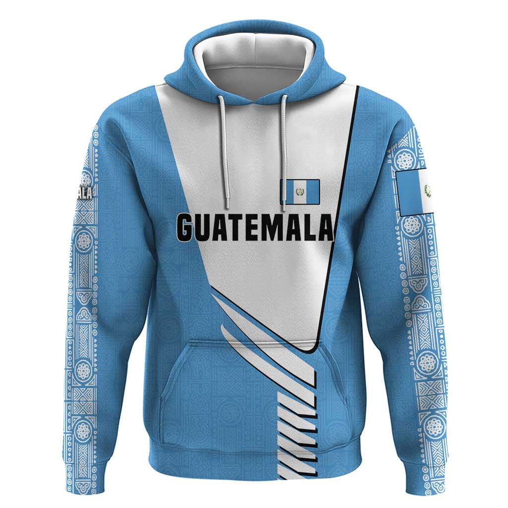 Guatemala Cute Quetzal Bird Zip Hoodie with Blue White Flag Colors and Tribal Pattern Design - Wonder Print Shop